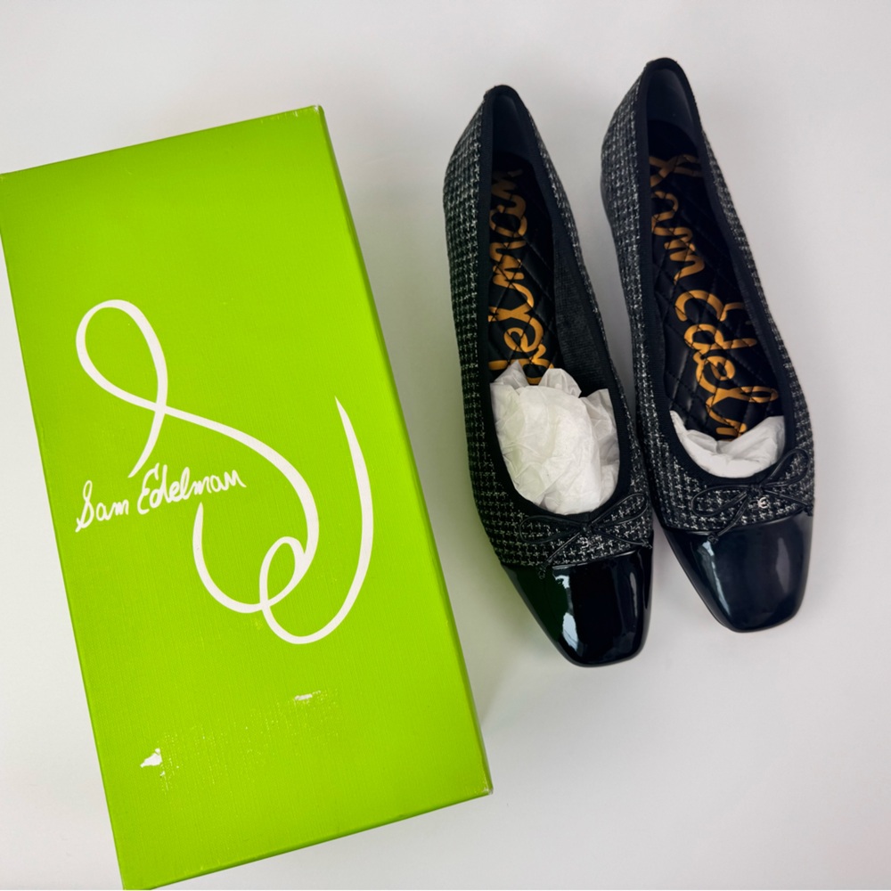 Sam Edelman Marley Tweed Ballet Flats Black Toe Cap Size 11 - New in Box
